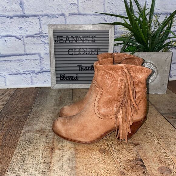 Sam Edelman Louie Women 6 Fringe Zip Brown Leather Booties - Picture 5 of 11